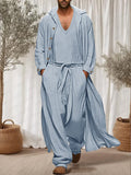 Leisure 100% Cotton 3-Piece Outfits Sets coofandy Blue M