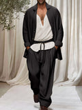 Elegant Utility Cotton 3-Piece Outfits Sets coofandy Black M