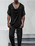 Loose Drape Collar Top Pants Set Sets coofandy