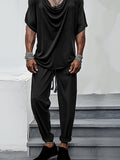 Loose Drape Collar Top Pants Set Sets coofandy