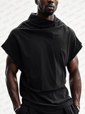 Streetwear Turtleneck Plain Top T-shirt coofandy Black M