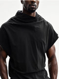 Streetwear Turtleneck Plain Top T-shirt coofandy