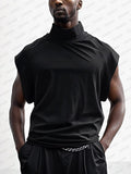 Stylish Wide sleeve Cotton Blend Top T-shirt coofandy Black M