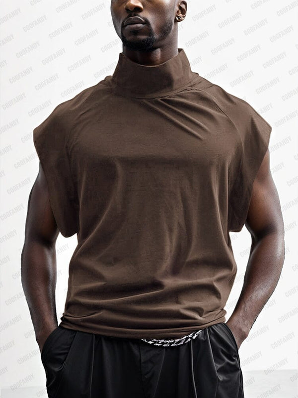 Stylish Wide sleeve Cotton Blend Top T-shirt coofandy Brown M