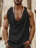 Unique Casual 100% Cotton Tank Top Tank Tops coofandy Black M