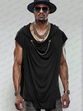Fashion Asymmetric Hooded Top T-Shirt coofandy Black M