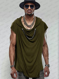 Fashion Asymmetric Hooded Top T-Shirt coofandy Army Green M