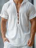 Comfy Lace-Up Cotton Blend Top Sets coofandy