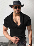 Breathable Cowl Neck Knit Top Shirts coofandy Black M