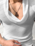 Breathable Cowl Neck Knit Top Shirts coofandy