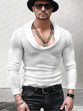 Muscle Fit Cowl Neck Knit Top Shirts coofandy White M