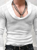 Muscle Fit Cowl Neck Knit Top Shirts coofandy