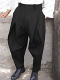 Fashion Cross Pleated Pants Pants coofandy Black M