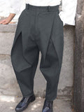 Fashion Cross Pleated Pants Pants coofandy Grey M