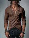 Minimalist Stretch Crossover Top Shirts coofandy Brown M