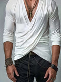 Minimalist Stretch Crossover Top Shirts coofandy