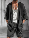Casual Open Front Kimono Shorts Set Sets coofandy
