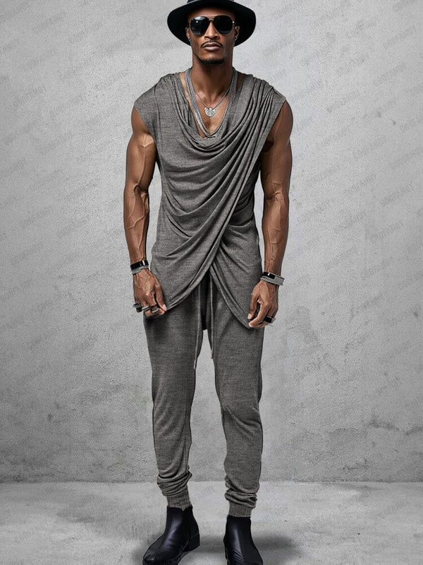 Stretch Crossover Top Pants Set Sets coofandy Gray M