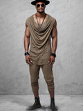 Luxe Fake 2-Piece Tank Top Set Sets coofandy Khaki M