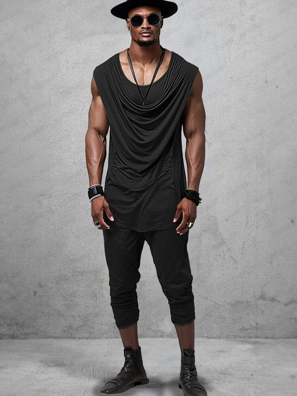 Luxe Fake 2-Piece Tank Top Set Sets coofandy Black M