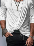 Stretch Fake 2-Piece Crossover Top Shirts coofandy