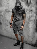 Stylish Street Hooded Shorts Set Sets coofandy Grey M