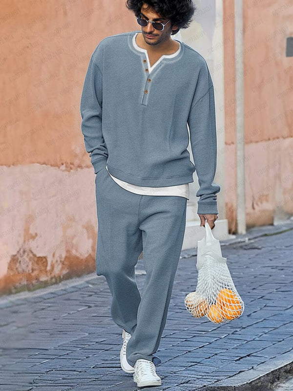 Urban Fake 2-Piece Top Joggers Set Sets coofandy Blue M