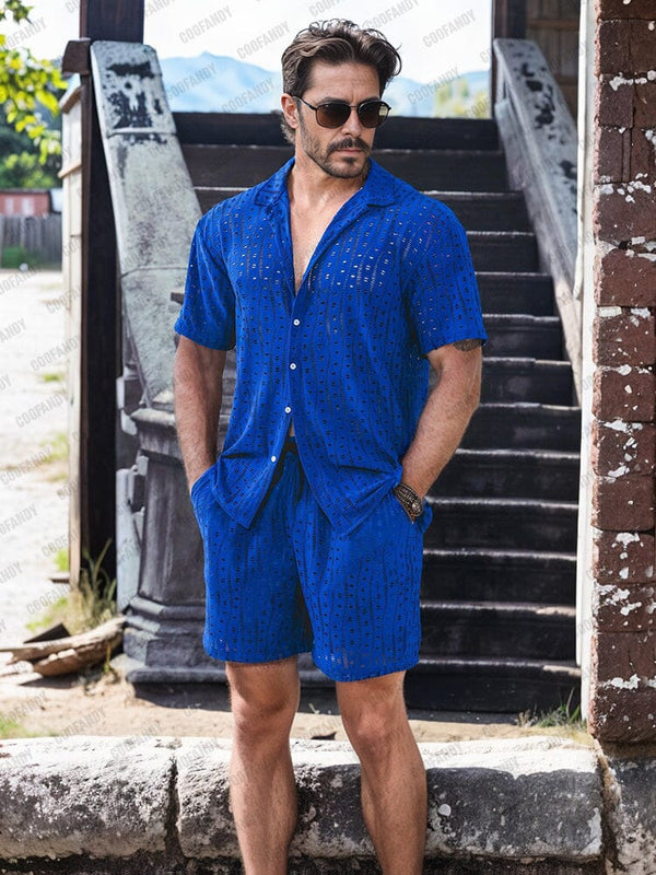 Easy Living Openwork Set Sets coofandy Royal Blue M