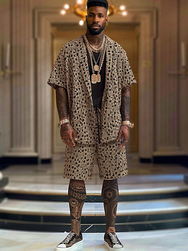 Luxury Leopard Printed 2-Piece Set Sets coofandy PAT2 M