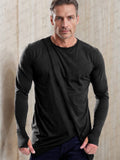 Thumb Hole Full Sleeves Cotton Top T-Shirt coofandy Black M
