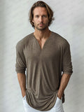 Premium Soft Stretch Basic Top T-Shirt coofandy Brown M