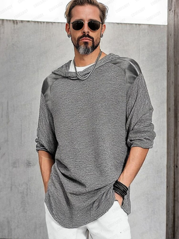 Comfy Zip Shoulder Hooded Top Hoodies coofandy Dark Grey M