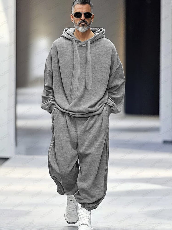 Stylish Loose Hoodie Pants Set Sets coofandy Grey M