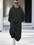 Stylish Loose Hoodie Pants Set Sets coofandy Black M