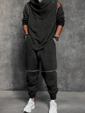 Unique Zipper Detail Jogger Set Sets coofandy