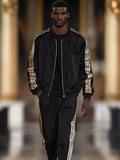 Luxury Gold Stripes Jacket Set Sets coofandy