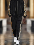Luxury Gold Stripes Jacket Set Sets coofandy
