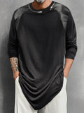 Unique Shoulder Design Cotton Top T-Shirt coofandy