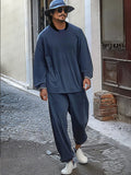 Minimalism Relaxed Fit 2-Piece Outfit Sets coofandy Blue M