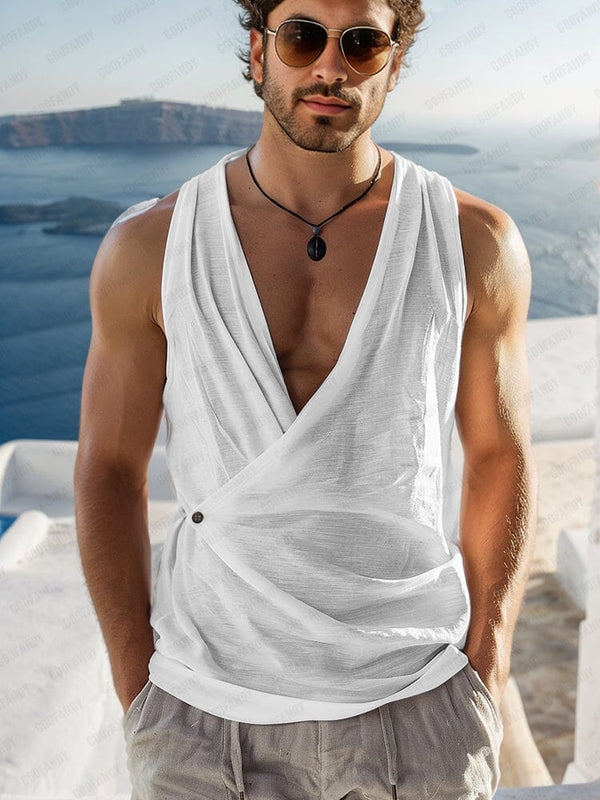 Minimalist Crossover Cotton Tank Top Tank Tops coofandy White M