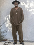 Minimalist Soft 2-Piece Matching Sets Sets coofandy Khaki M
