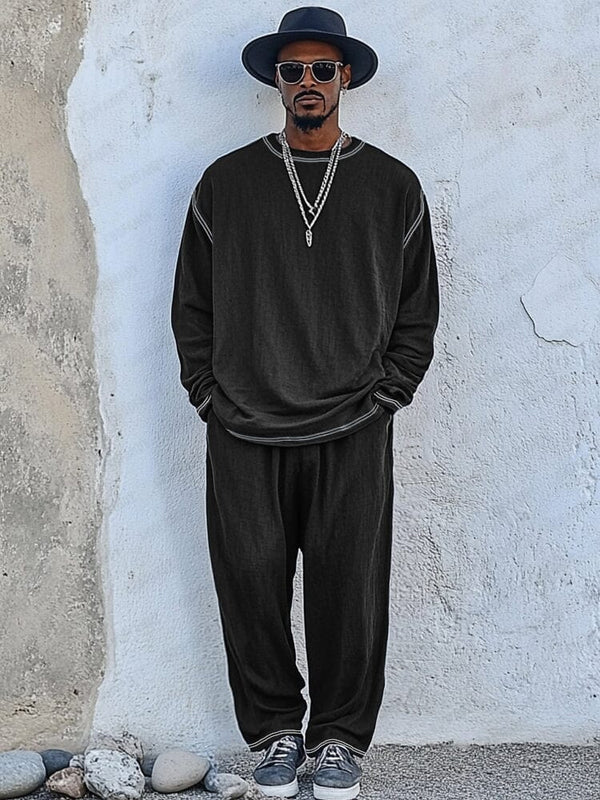 Casual Timeless 100% Cotton Set Sets coofandy Black M