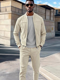 Athleisure Simple Jacket Pants Set Sets coofandy