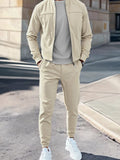 Athleisure Simple Jacket Pants Set Sets coofandy