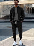 Casual Versatile Jacket Pants Set Sets coofandy Black M