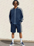 Breathable Mesh Knit Tracksuit Set Sets coofandy Navy Blue M