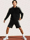 Perforated Knit Active Wear Set Sets coofandy Black M