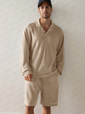 Casual Soft Waffle 2-Piece Set Sets coofandy Khaki M