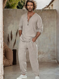 Versatile Laid-Back Outfit Sets coofandy Beige M