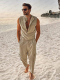 Leisure Trendy Tank Top Set Sets coofandy Khaki M